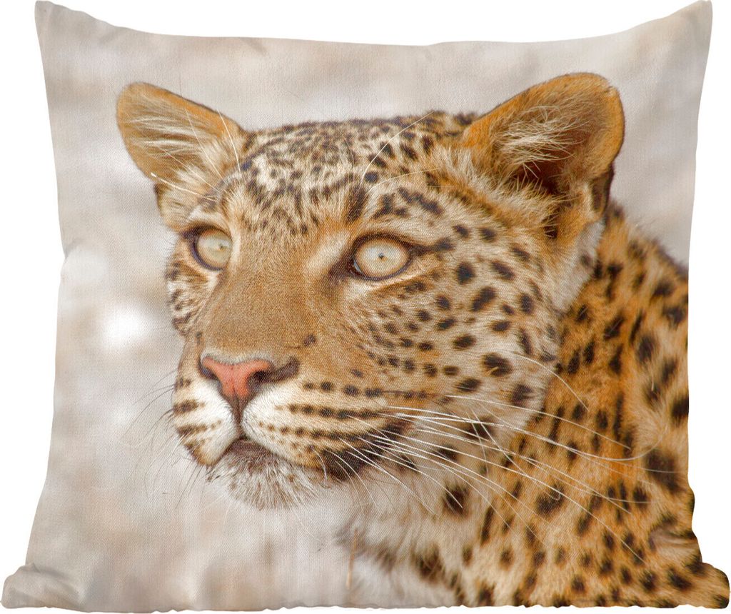 MuchoWow Zierkissen Sofakissen Wohnzimmer Dekokissen 45x45 cm Leopard - Makro - Braun - Schlafpolster - Polster für das Sofa
