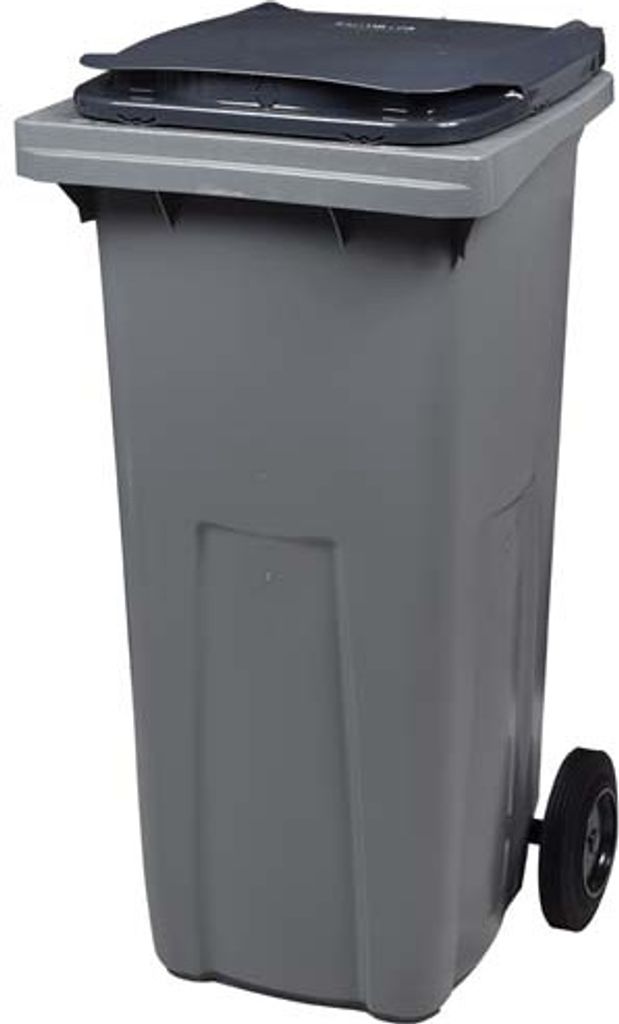 Graue Mülltonne aus Kunststoff aus reinem Polyethylen mit hoher Dichte von Rossignol, Fassungsvermögen:240L