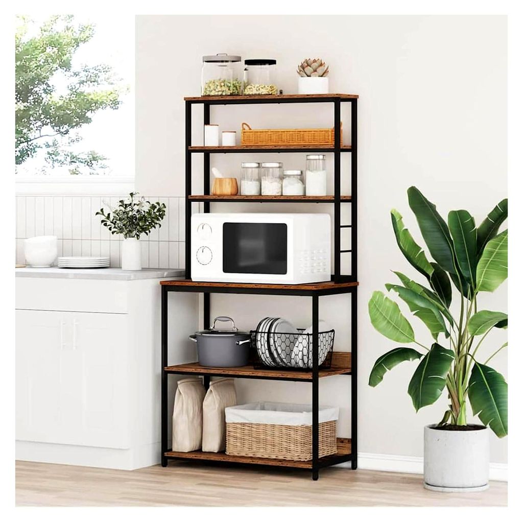 Küchenregal Altholz 80 x 40 x 168 cm Holzwerkstoff Regal mit 5 Böden langlebige robuste Konstruktion für Küchen und Essbereiche