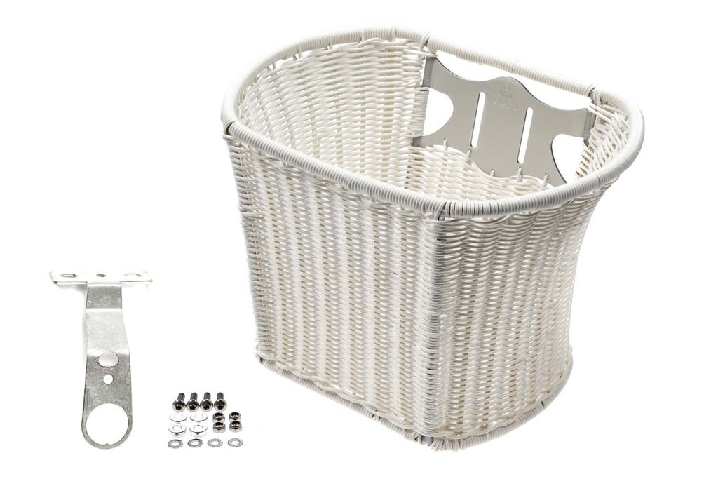 Fahrrad Korb Rattan Look vorn Einkaufskorb engmaschig mit Produktbild 