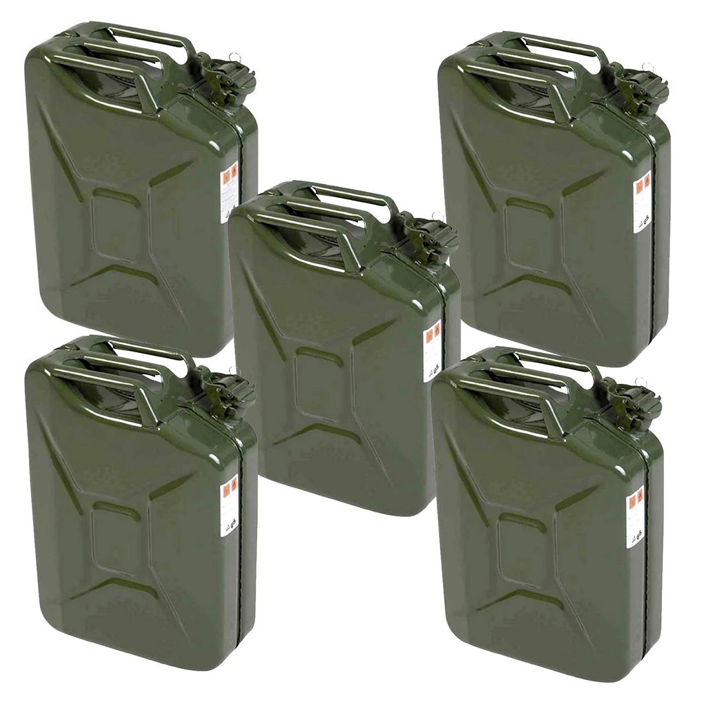 set di 5 taniche in metallo 20l tanica di benzina oliva Immagine del prodotto 