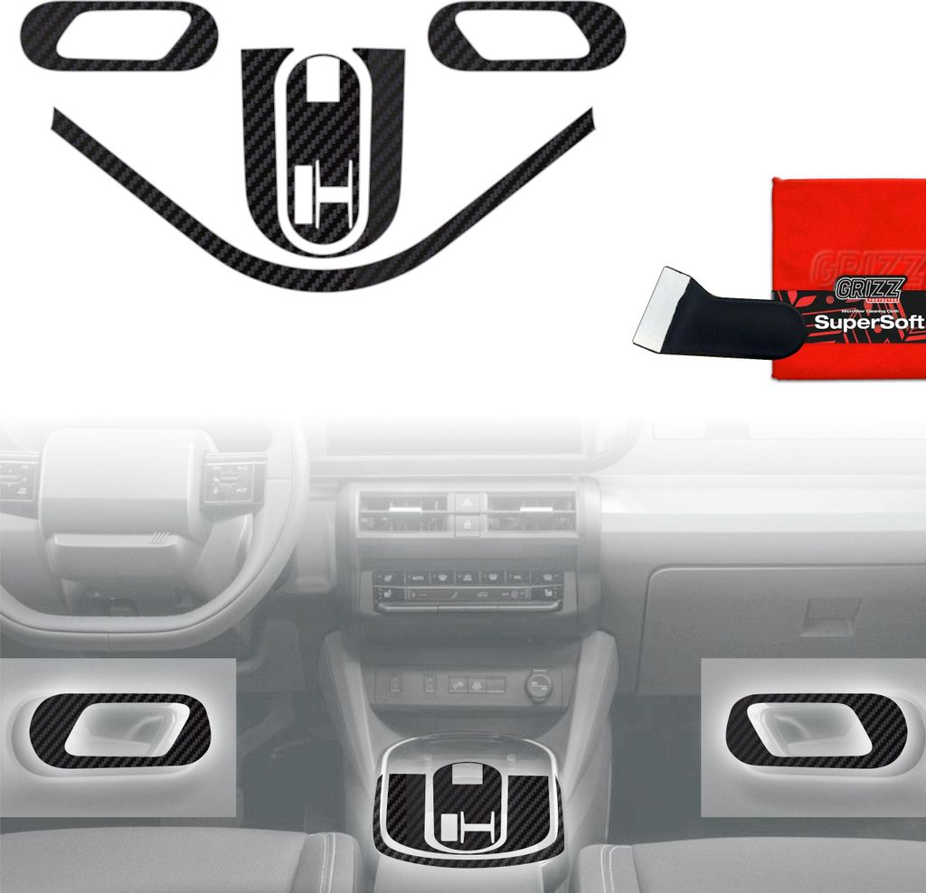 5in1 Schutzfolien Grizz Protector für Mittelkonsole - Fiat Grande Panda (2025) Carbon Optik Matt Antifingerprint