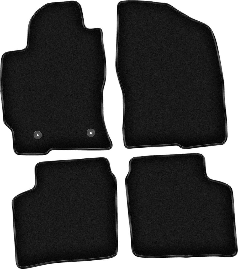Wielganizator Velours-Autoteppiche – passend für Toyota Prius II (Schrägheck, Bj. 2003-2010) – schwarz, passgenau, mit Befestigungen set 4 Stk.