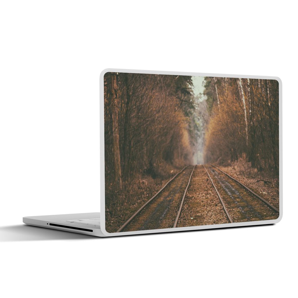 MuchoWow Laptop Aufkleber Sticker Cover Bahnstrecke - Weg - Wald - Baum 30x22 cm - Laptop-Sticker