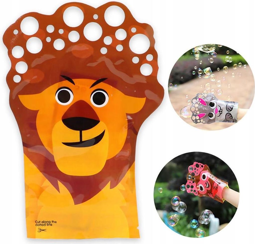 Seifenblasen Handschuh Tier-Motive - Outdoor Spielzeug inkl. Flüssigkeit für Kinder
