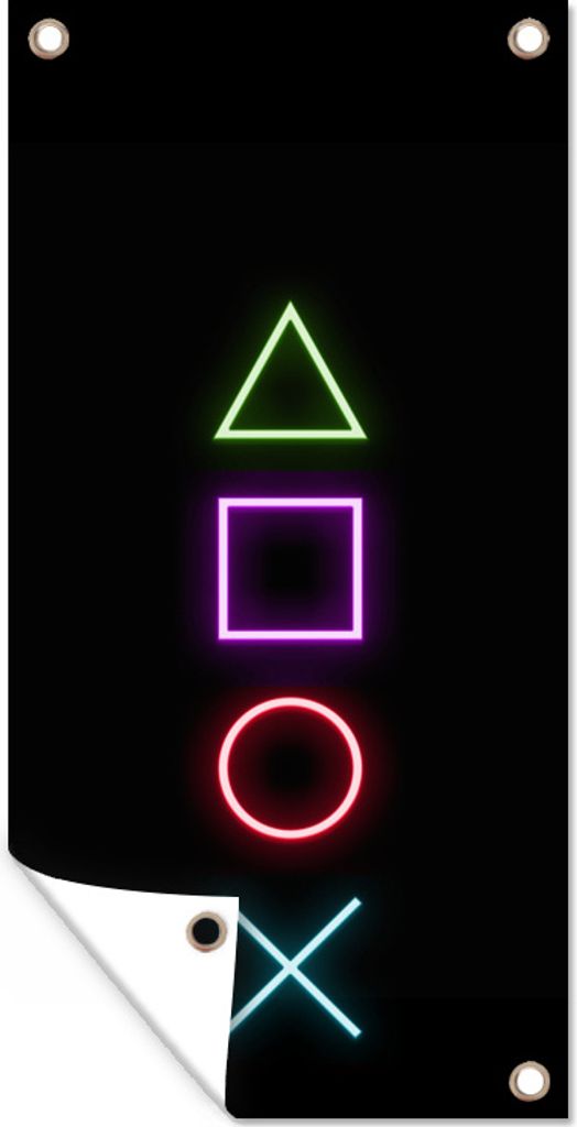 MuchoWow 40x80 cm Outdoor-Poster Gartendeko Sichtschutz Garten Poster für den Garten Gaming - Neon - Konsole - Schwarz - Controller - Gaming