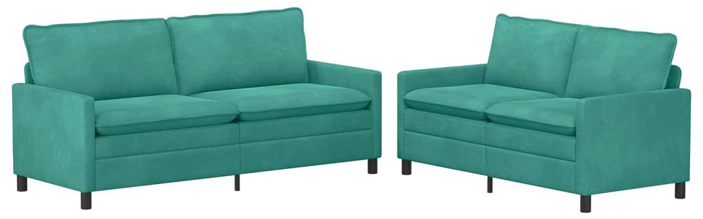 vidaXL Sofa Set 2 pcs Türkis Samt