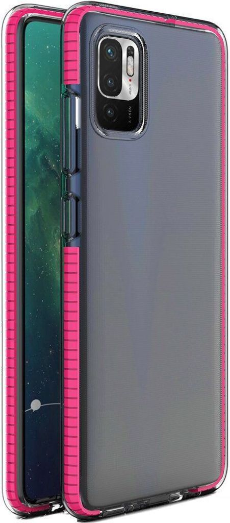 Spring Case Gelhülle Mit Farbigem Rahmen Für Xiaomi Redmi Note 10 5G / Poco M3 Pro Dunkelrosa