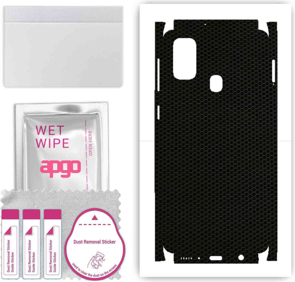 apgo Rückseite + Seiten Schutzfolie, Skin, kompatibel mit Samsung Galaxy M21, Hinten Displayschutzfolie aus Vinylfolie, kratzfest, einfache Montag...