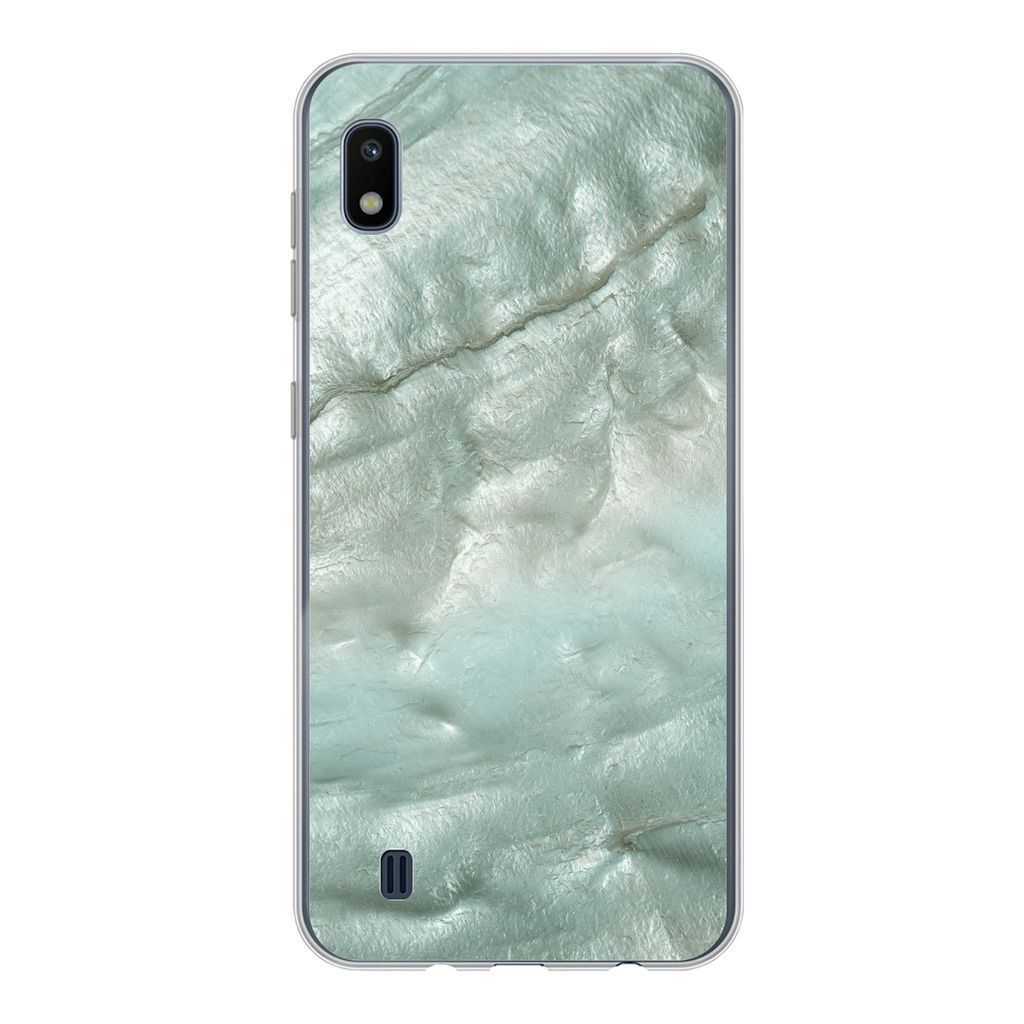 MuchoWow Handyhülle Schutzhülle Hülle für Samsung Galaxy A10 Natursteine - Grün - Perlmutt Silikon Softcase Handy Hülle - Schutzhülle