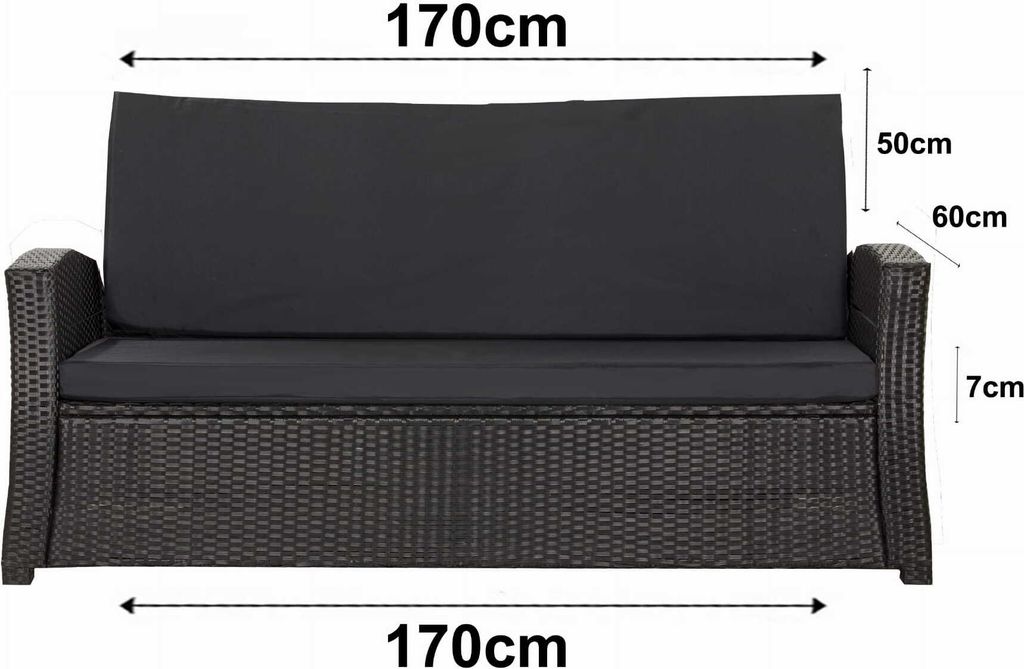 Coussin d'assise pour banc de jardin 170x60x50cm Siège avec Image du produit 