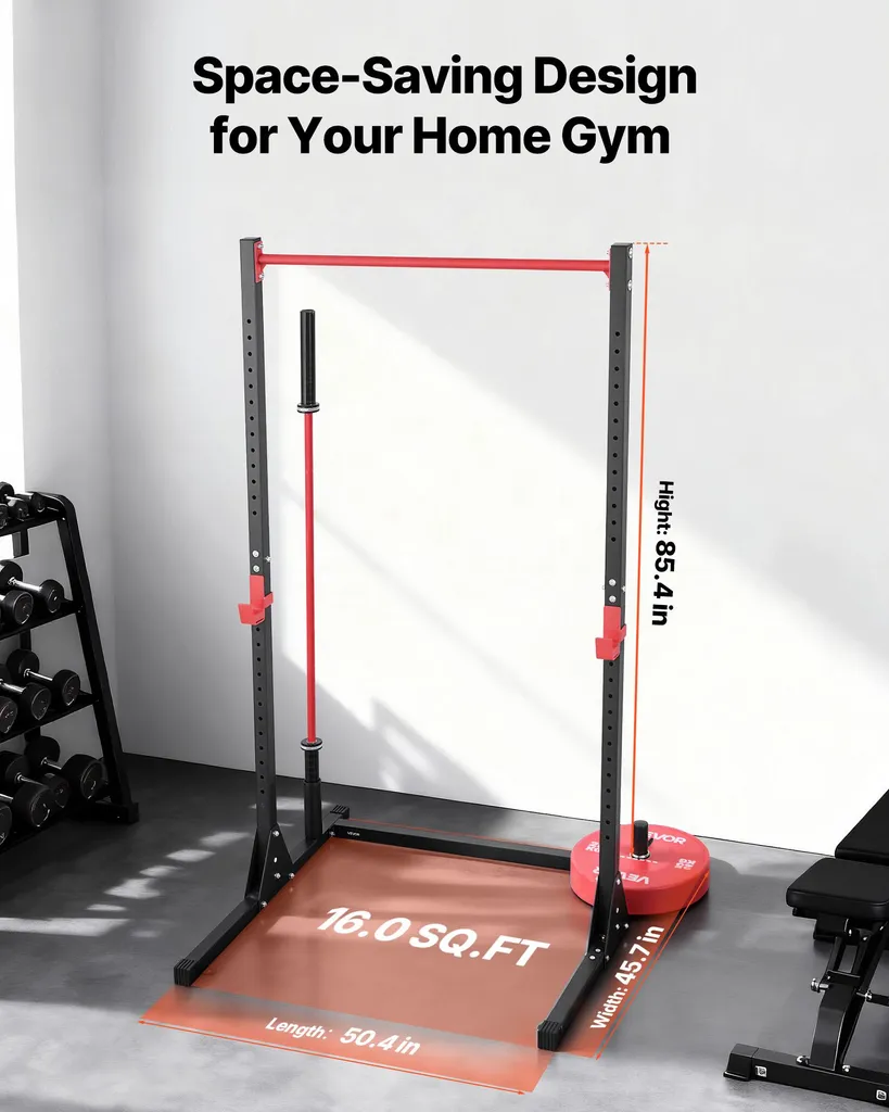 VEVOR Power Rack 363kg, Cage de Musculation avec Crochets J Réglables - 5