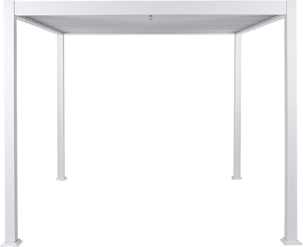 BELIANI Garten Pergola Weiß Aluminium mit Lamellendach Freistehend Wasserdicht Quadratisch Sonnenschutz Gartenausstattung Garten Terrasse Pavillon