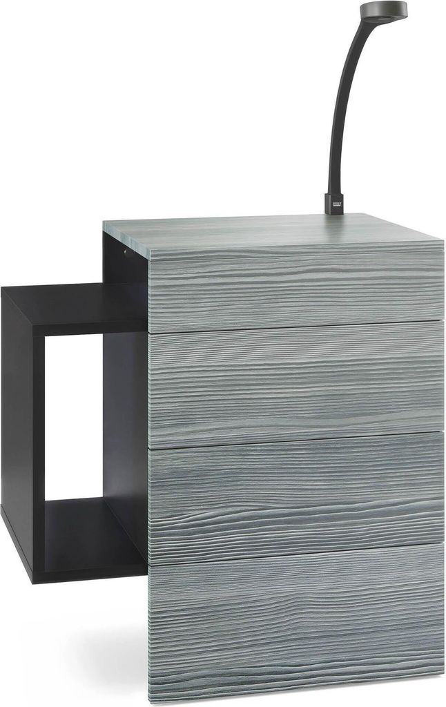 Vladon Nachttisch Queens, Germany, Nachttischschrank mit 2 Schubladen und 1 seitlichem Fach zur Wandmontage, Schwarz matt/Avola-Anthrazit, inkl. LE...