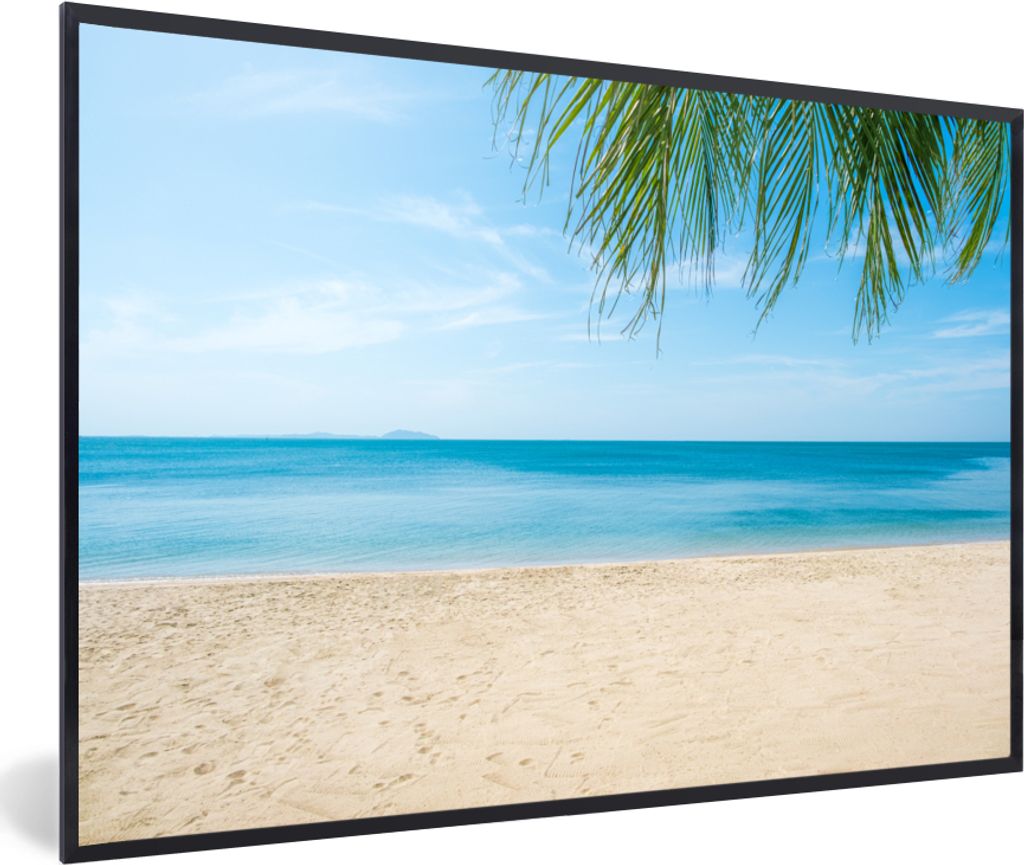 MuchoWow MuchoWow Gerahmtes Poster Strand - Tropisch - Palme 30x20 cm - Poster mit zchwarzem Bilderrahmen - Kunstdruck - Bild-Poster
