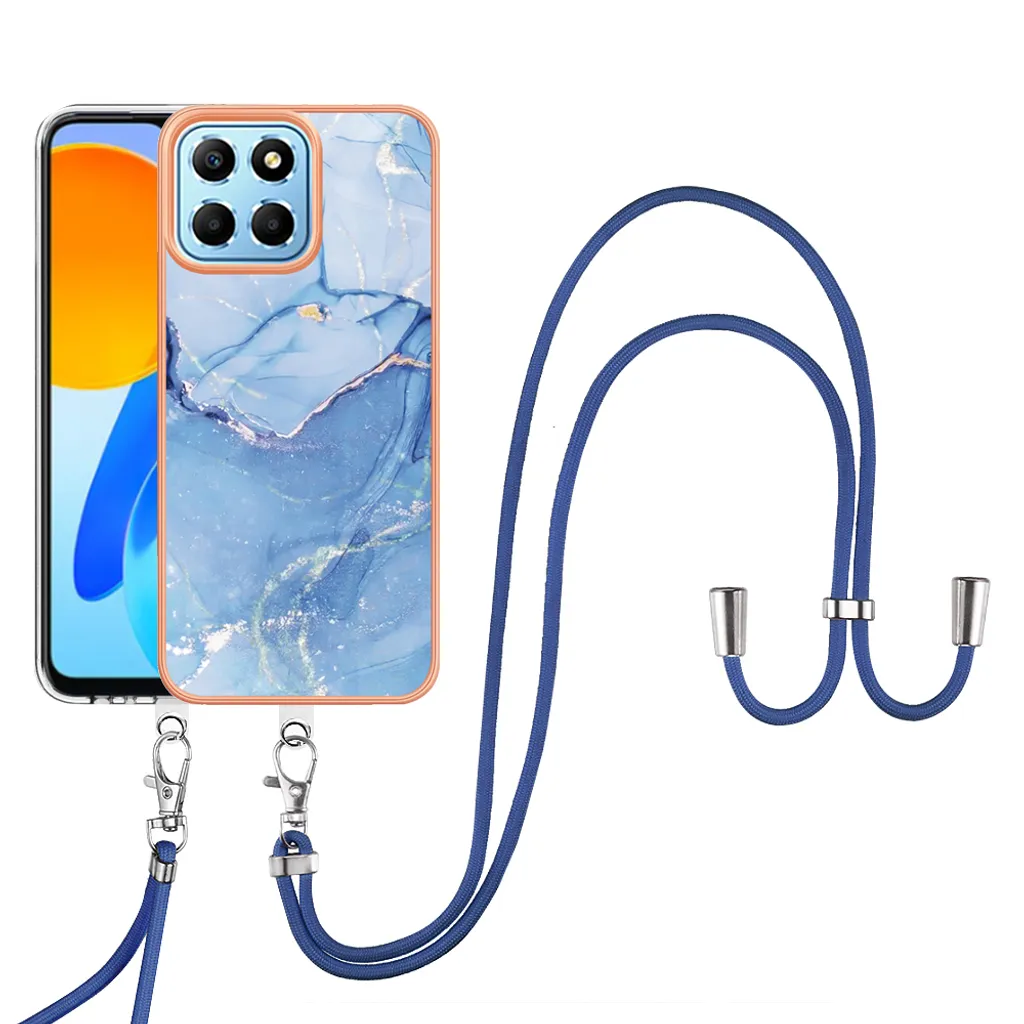 Cover Honor X8 5G Blu con Cordino | Protezione TPU Bumper Fantasia