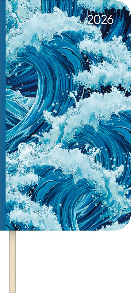 Lady Journal Slim Waves 2026 - Taschen-Kalender 9x15,6 cm - Weekly - 128 Seiten - Notiz-Buch - mit Info- und Adressteil - Alpha Edition
