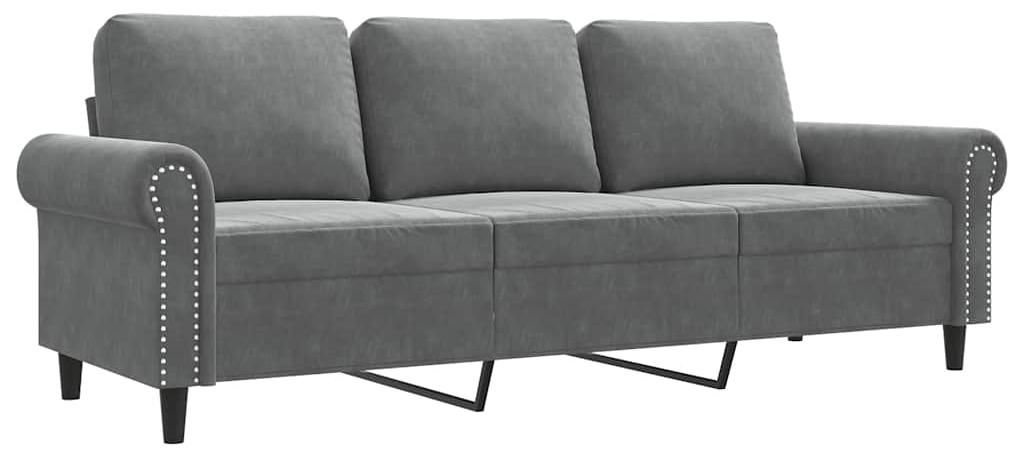 vidaXL 3-Sitzer-Sofa Dunkelgrau 180 cm Samt