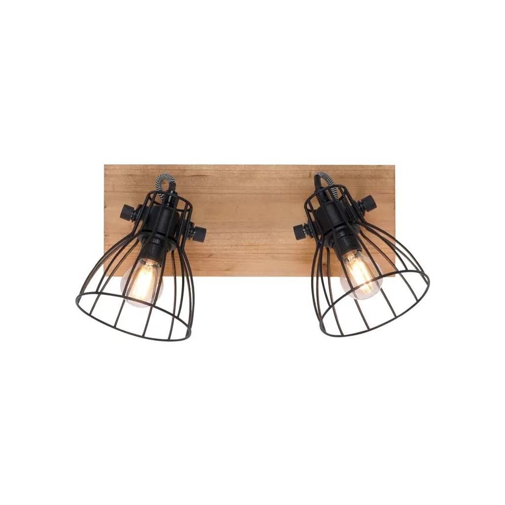 Plafonnier bois et métal noir orientable pour éclairage de plafond bas - 8