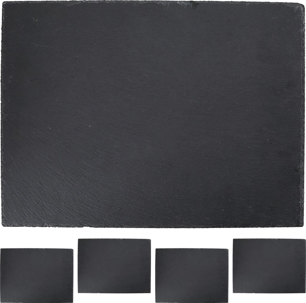 Schieferplatte 4er Set 40x30cm rechteckig mit Filzschonern Produktbild 
