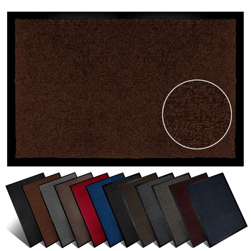 Furni24 Schmutzfangmatte Fußmatte 40 x 60 cm Braun – Rutschfeste & Waschbare Türmatte für Innen & Außen