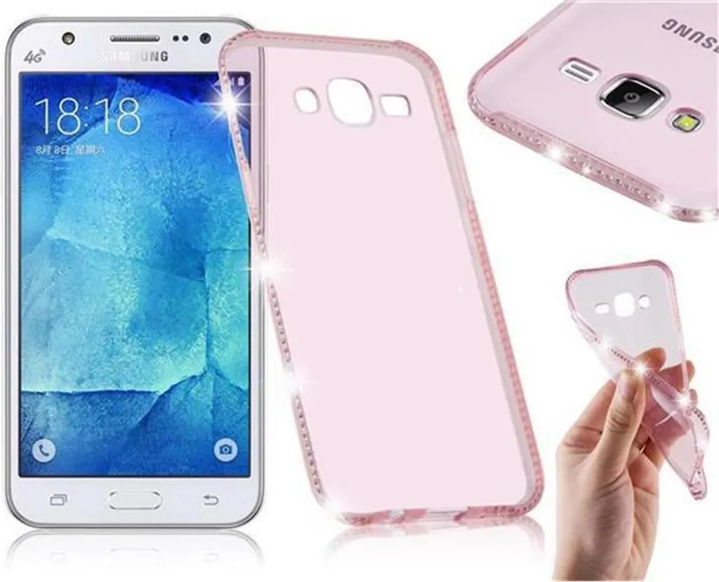 Custodia Samsung Galaxy J5 2015 Cadorabo Rosa Strass - Cover Silicone TPU