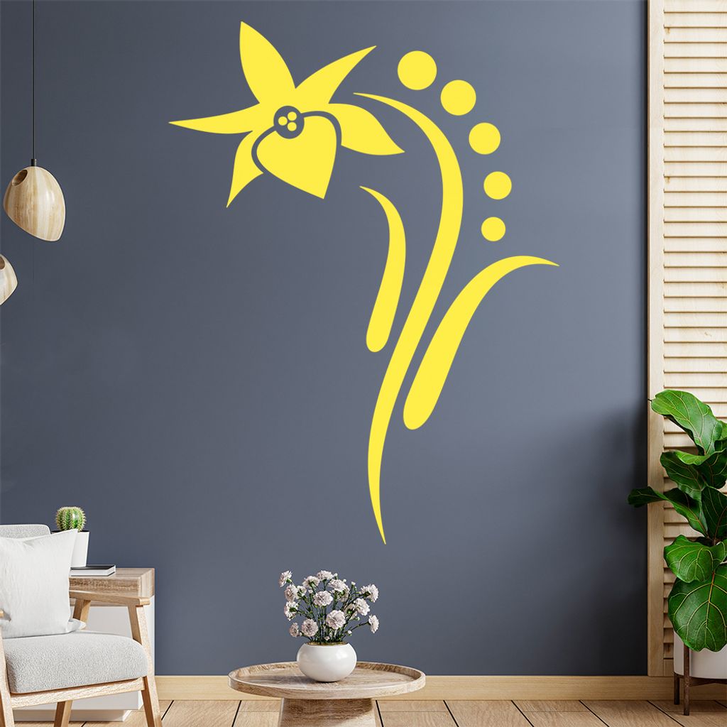 Blume - Linien Punkte Wandtattoo in 6 Größen - Wandaufkleber Wall Sticker - Dekoration, Küche, Wohnzimmer, Schlafzimmer, Badezimmer
