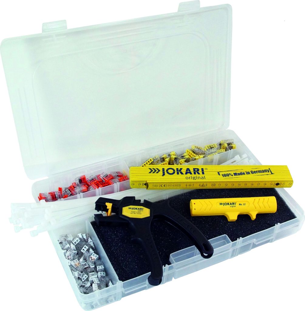 Jokari Promopack 404-tlg (Kunststoffbox, WAGO-Klemmen, Meterstab, Kabelbinder)
