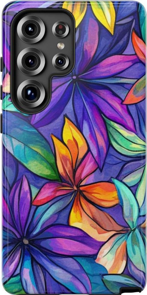 Lebhaftes Aquarell-Blumenmuster in bunten Farben – Hülle Kompatibel mit Samsung Galaxy S25 Ultra