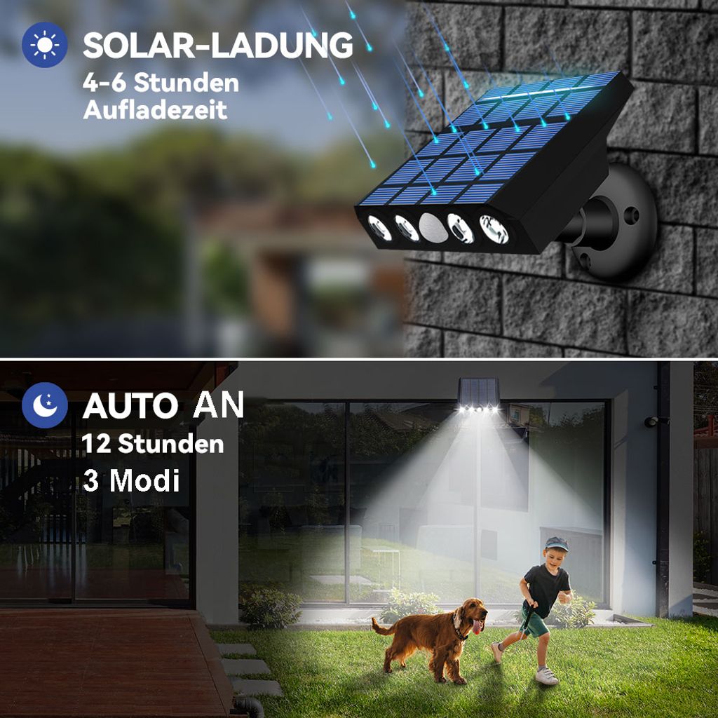LED Solarlampe Für Außen mit Bewegungsmelder Sensor, Produktbild 2