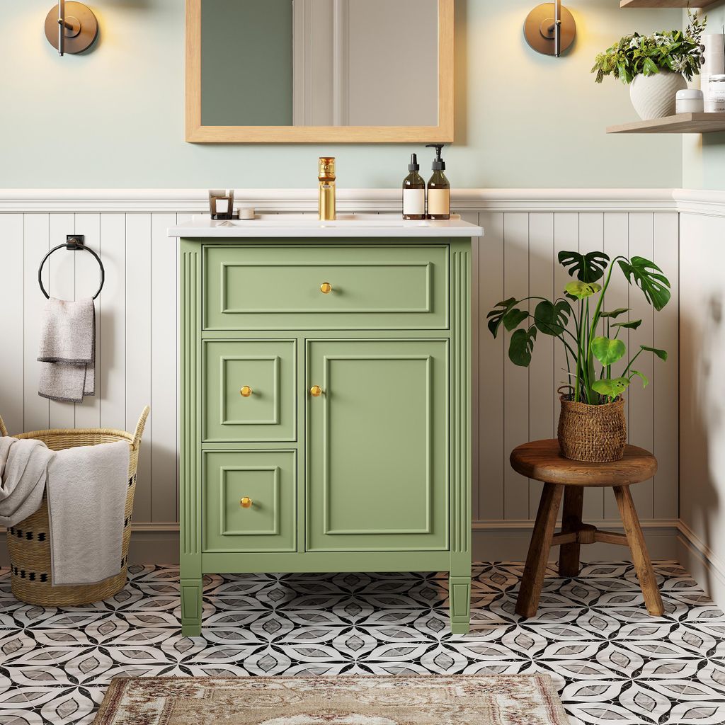 Mobiletto da bagno Merax con lavabo in Vetroceramica, Immagine del prodotto 