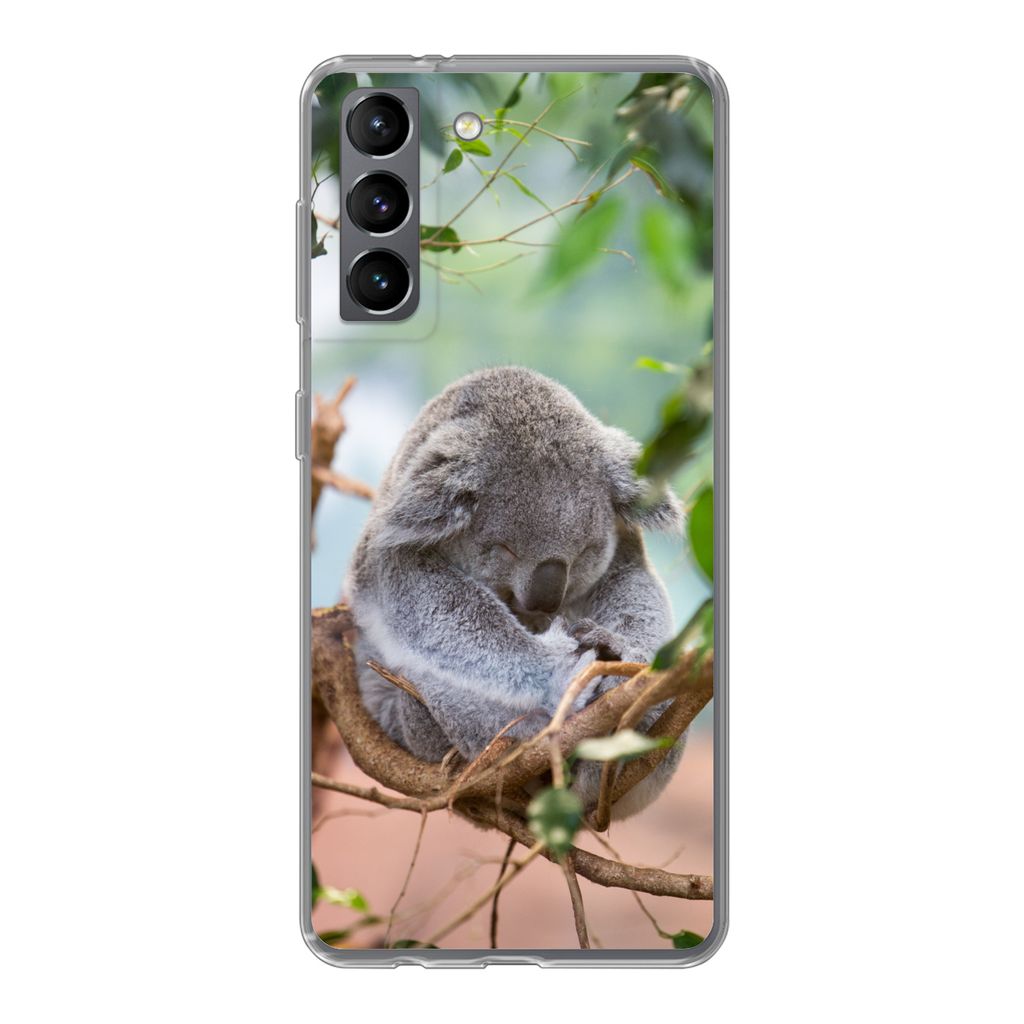 MuchoWow Handyhülle Schutzhülle Hülle für Samsung Galaxy S21 Koala - Zweige - Kinder - Jungen - Mädchen Silikon Softcase Handy Hülle - Soft...
