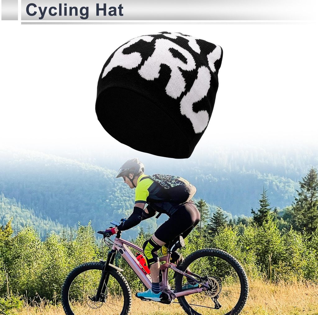 Fahrrad Mütze Warm Komfortabel und Atmungsaktiv Schutzhelm Innenfutter Acryl Schwarz Ton 20x21cm 1Stk