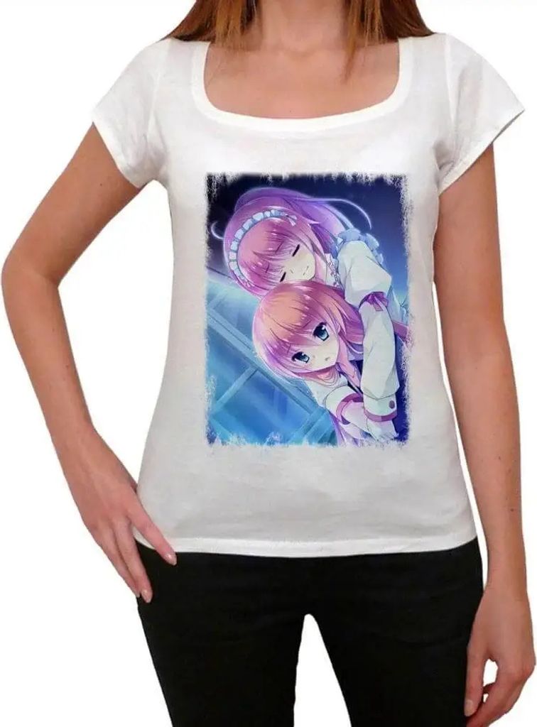 Damen Grafik T-Shirt Manga-Umarmung – Manga Hug – Öko-Verantwortlich Vintage Jahrgang Kurzarm Lustige Druck Geburtstag Geschenk Frau