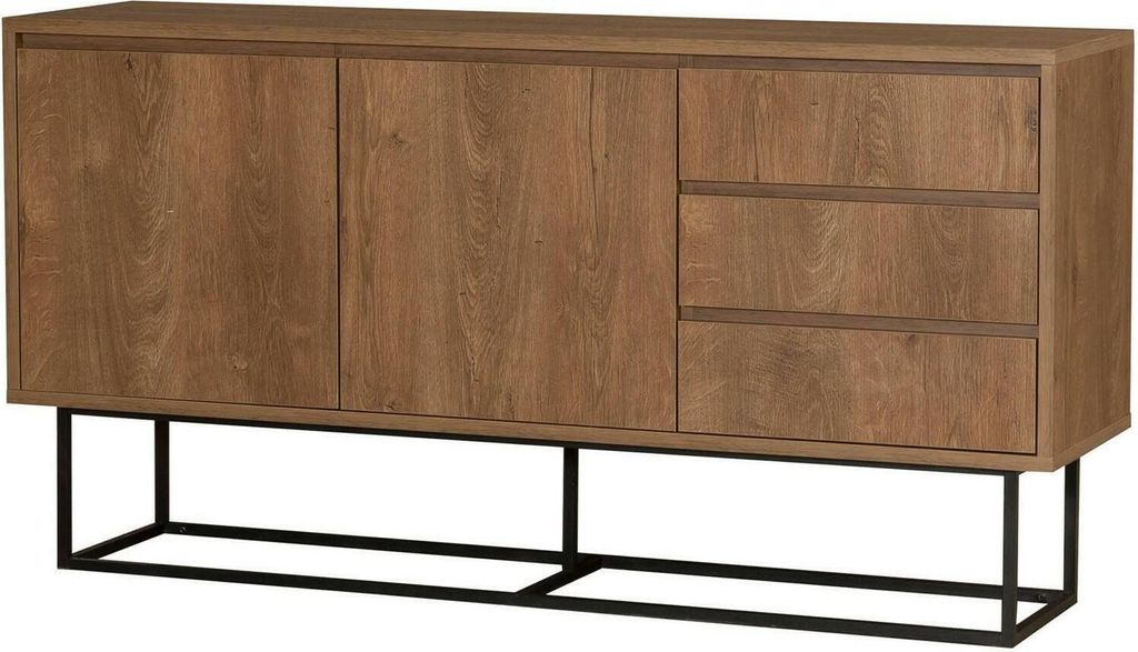 Dmora Konsole Alsafi 140x36x72 cm Braun, ein Regal, 4 Fächer