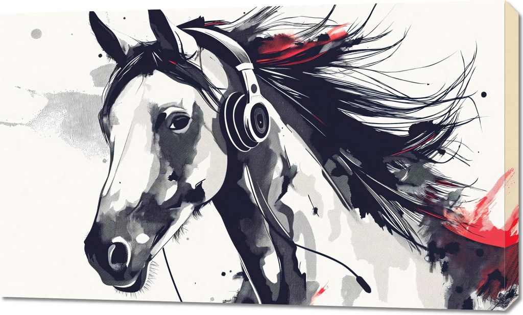 Bild 100x60cm Pferd im Headset
