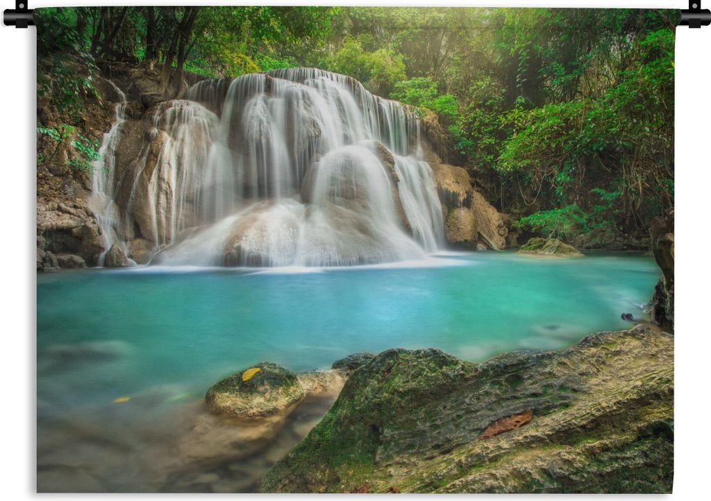 MuchoWow Wandteppich Wandbehang Wald - Wasserfall - Natur 60x45 cm Tapisserie Dekoration Wandtuch - Das Schlafzimmer