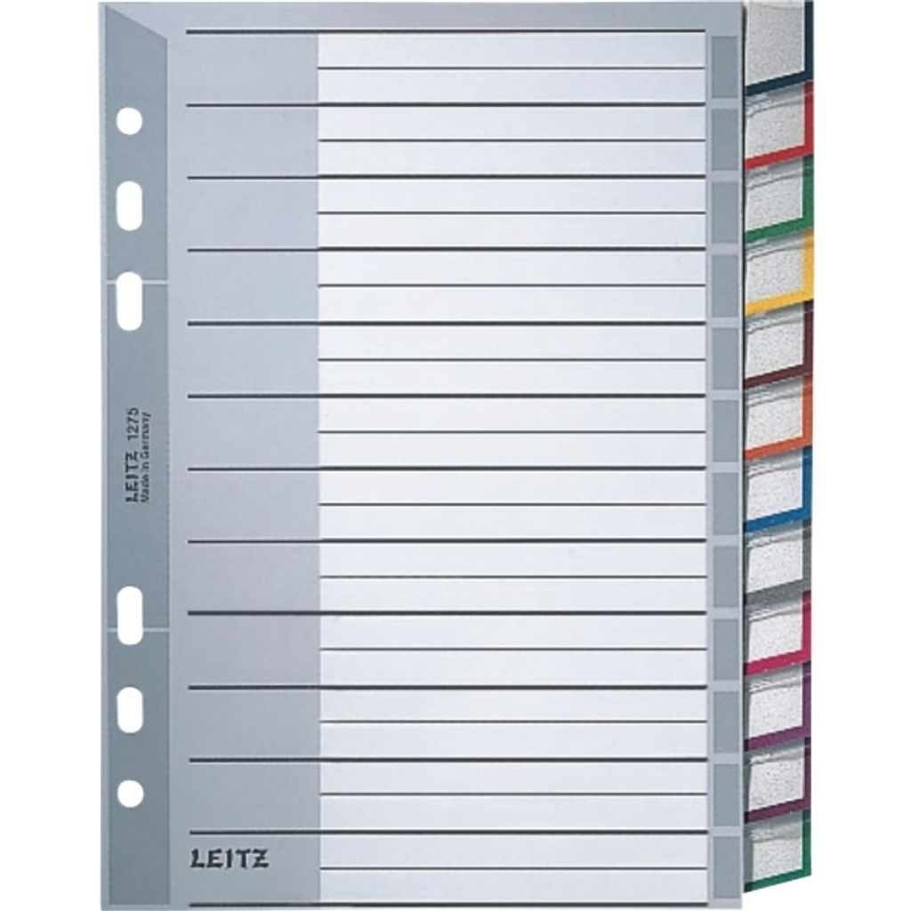 LEITZ 1275 Register PP blanko A5 12 Blatt grau Produktbild 