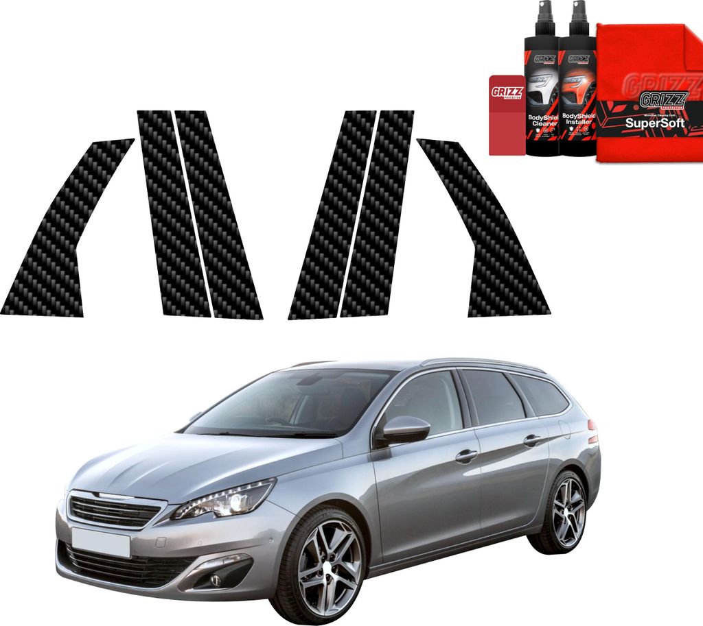 6in1 Kohlenstoff Schutzfolie Grizz Protector für B-C-Säule - Peugeot 308 Kombi (2013-2021)