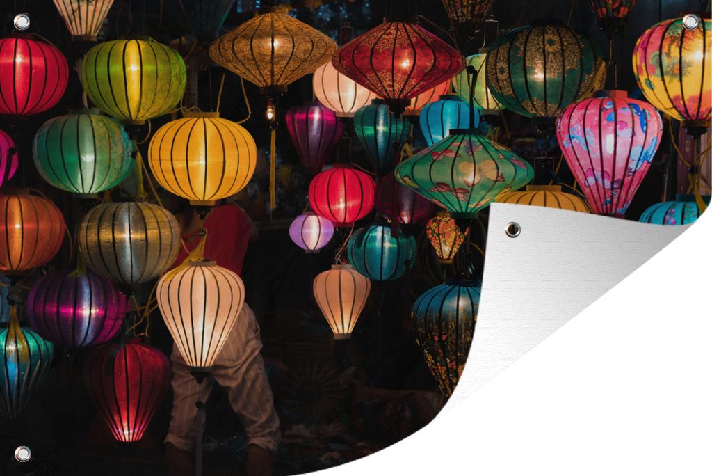 MuchoWow 90x60 cm Outdoor-Poster Gartendeko Sichtschutz Garten Poster für den Garten Laternen in Vietnam