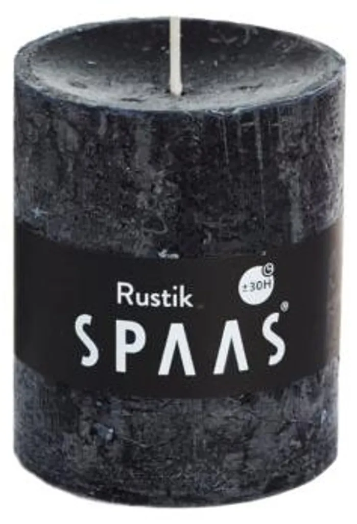 Bougies Cylindriques Noires Longue Durée Spaas 7x8 cm - Aspect Rustique