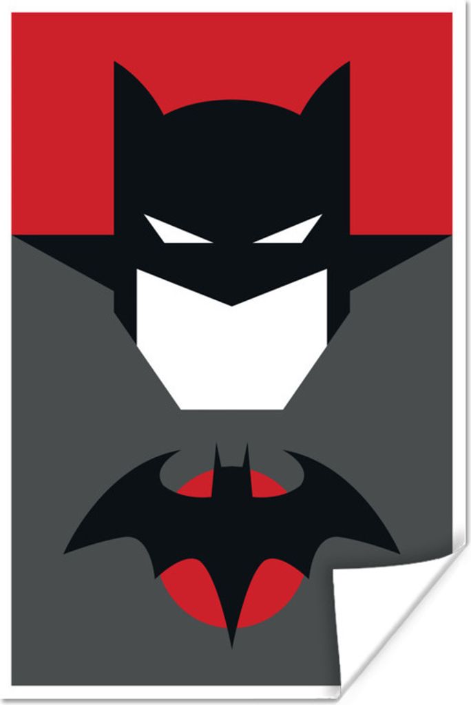 MuchoWow Poster Batman-Illustration mit rotem Hintergrund 40x60 cm - Plakate für die Wand - Poster Babyzimmer