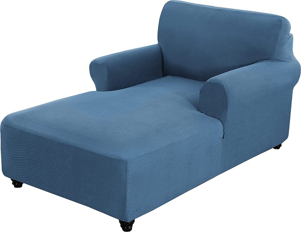 Chaiselongue Bezug Stretch Chaiselongue Schonbezug für Wohnzimmer Chaiselongue mit Doppelarm Chaiselongue Abdeckung für Chaiselongue,Staubblau