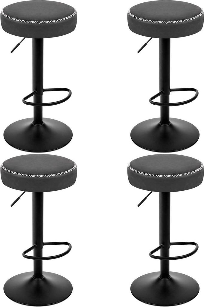 EUGAD 4 x Barhocker drehbar, höhenverstellbar, Metall, Kunstleder, Anthrazit