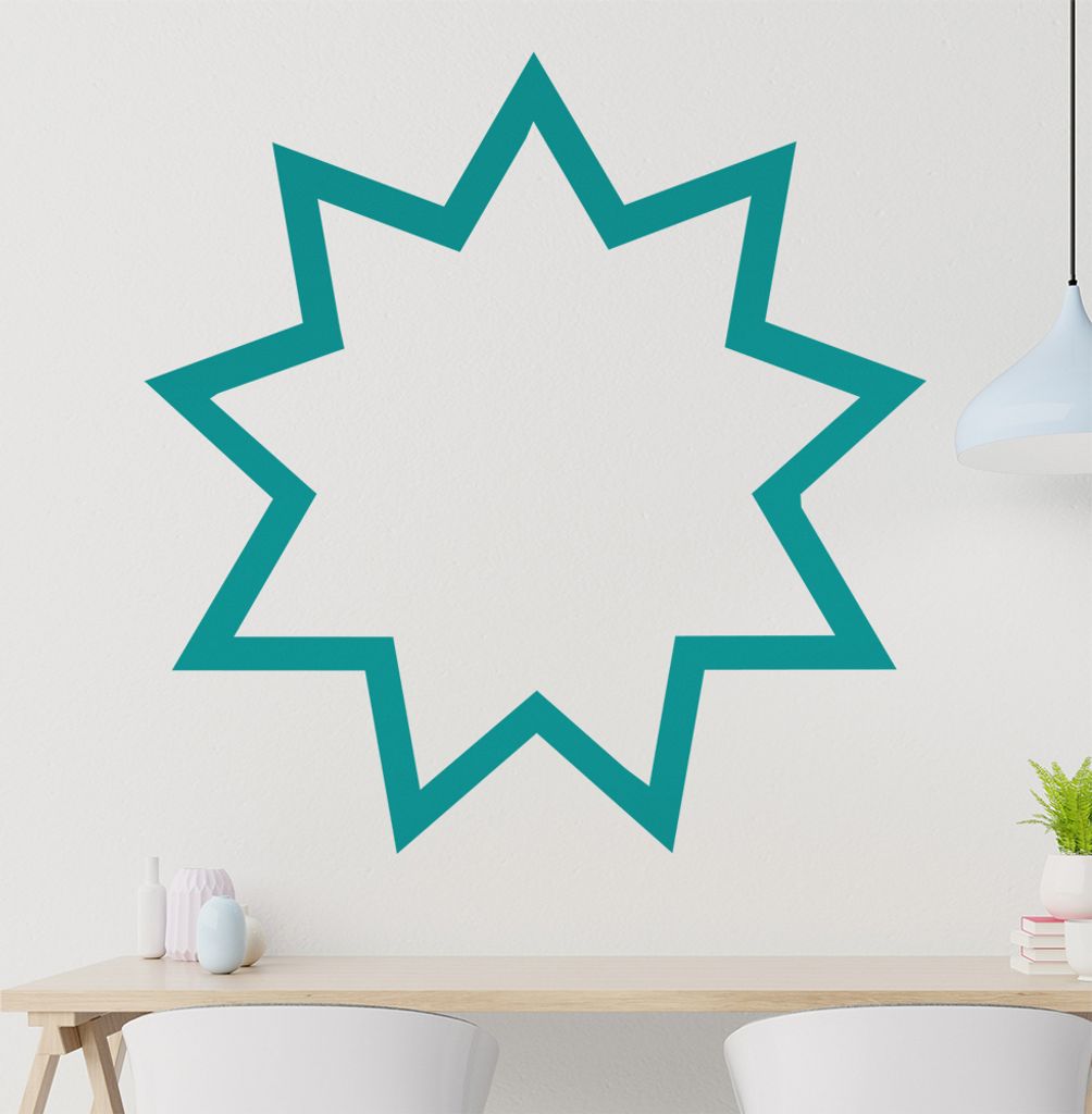 KIWISTAR Bahai Nine-Pointed Star Wandtattoo in 6 Größen - Wandaufkleber Wall Sticker - Dekoration, Küche, Wohnzimmer, Schlafzimmer, Badezimmer