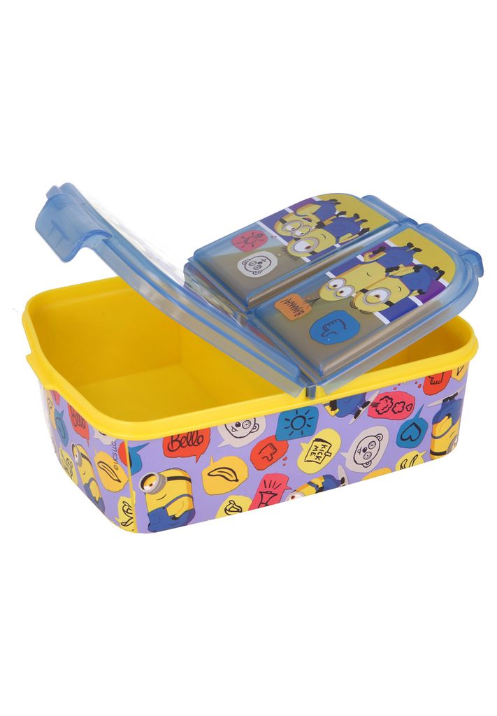 Minions Kinder Premium Brotdose Lunchbox Frühstücks-Box Vesper-Dose 3 Fächern 