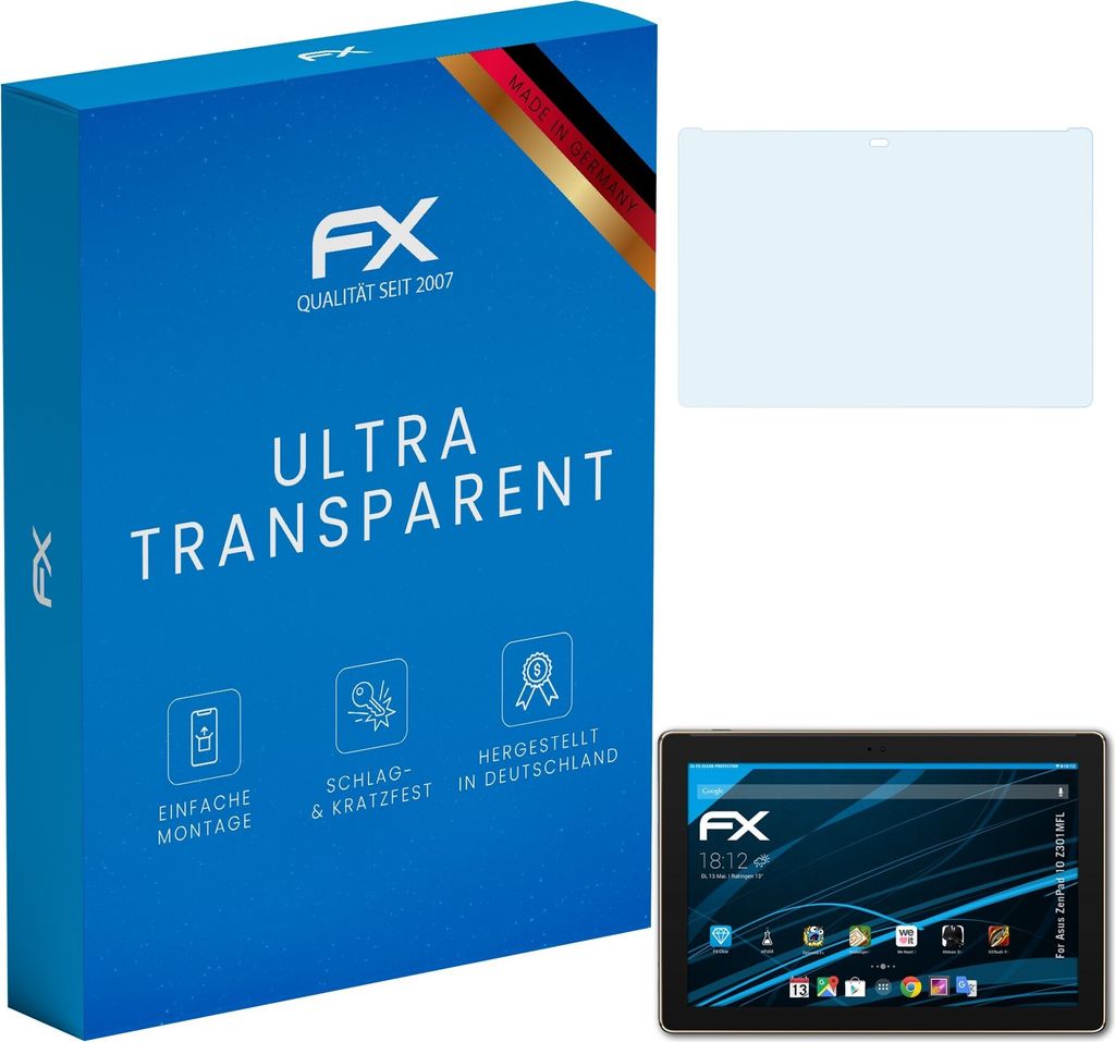 atFoliX FX-Clear 2x Schutzfolie kompatibel mit Asus ZenPad 10 (Z301MFL) Displayschutzfolie