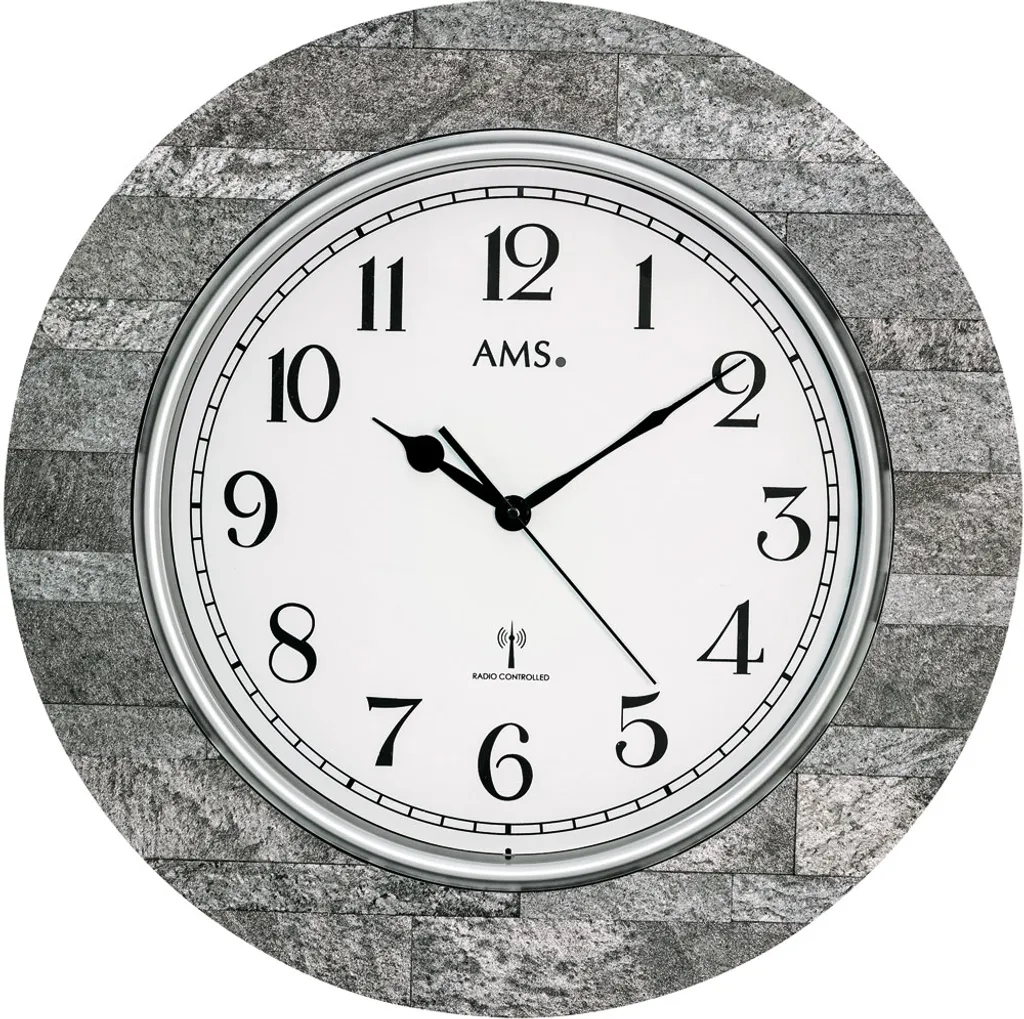 AMS Montre Unisex 5570 - Horloge murale design radio-pilotée en bois