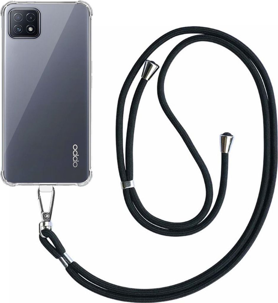 Handytasche passend für Oppo A53 5G / A72 5G / A73 5G Transparent stoßfest mit abnehmbarem Universal-Telefonkabel - Backcover Case Silikon ShockP...