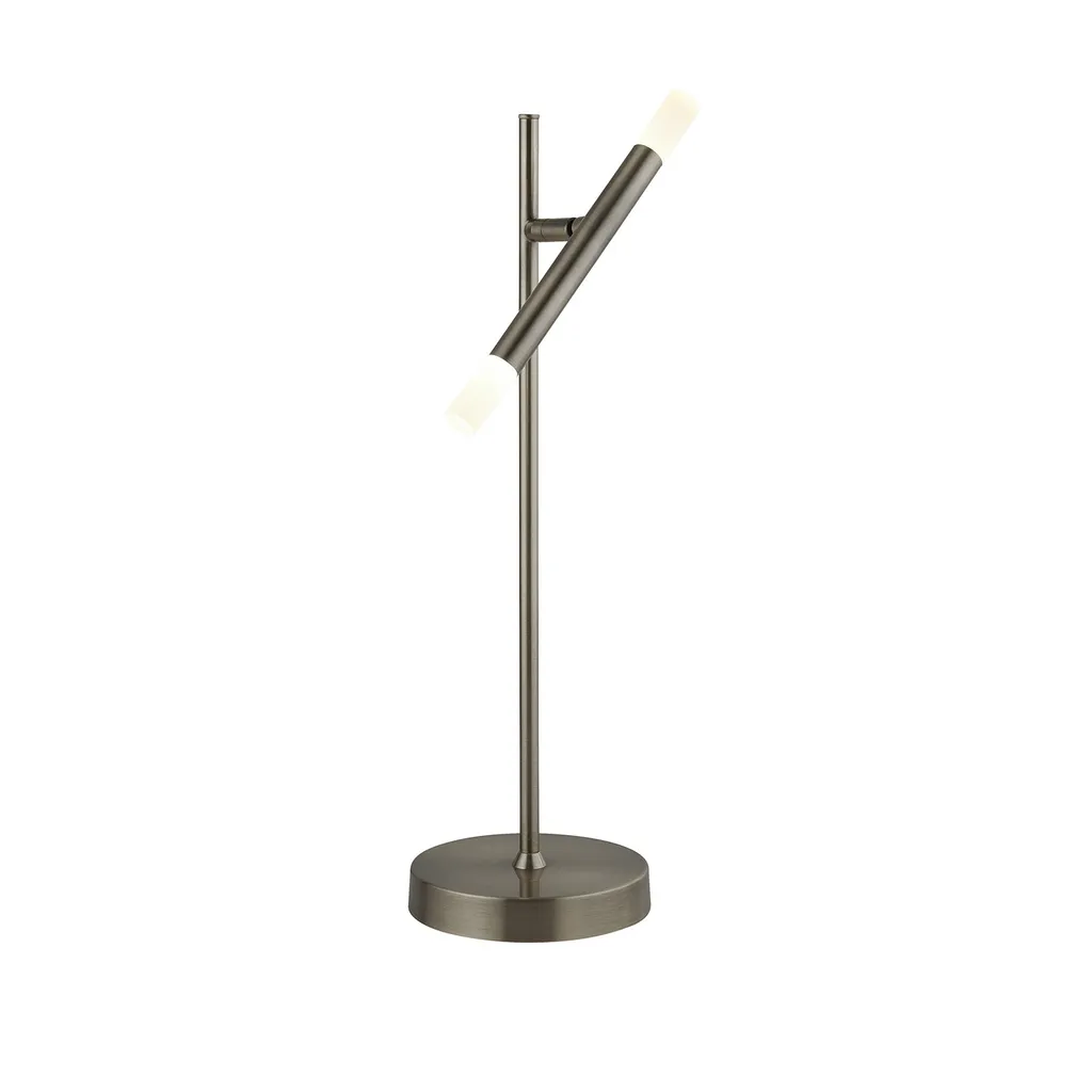 Lampe à poser LED Tubes nickel satiné, luminaire de bureau design